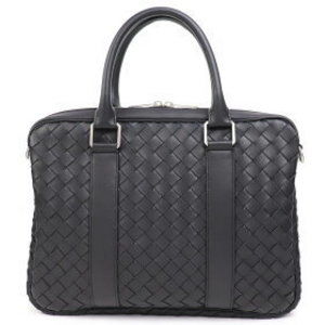 Bottega Veneta Intrecciato Briefcase Black Calfskin Shoulder Business Bag BV